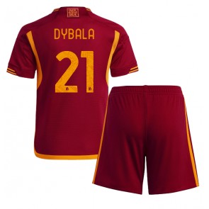AS Roma Paulo Dybala #21 Replika Babytøj Hjemmebanesæt Børn 2023-24 Kortærmet (+ Korte bukser)